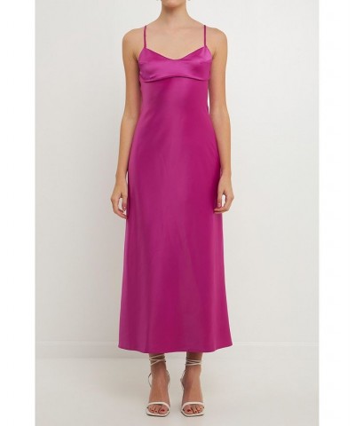 Women's Cut-out Detail Satin Maxi Dress Orchid $42.90 Dresses