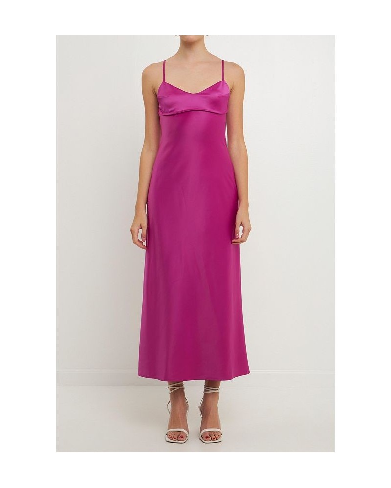 Women's Cut-out Detail Satin Maxi Dress Orchid $42.90 Dresses