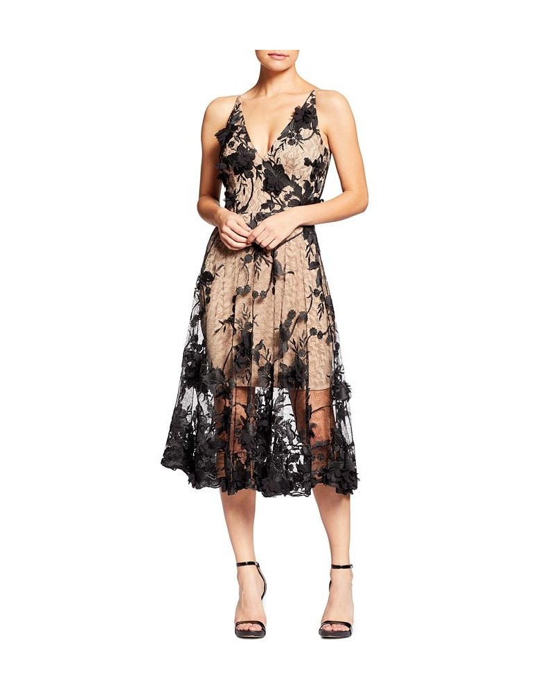 Audrey Floral Appliqué Lace Dress Tan/Beige $113.96 Dresses