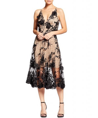 Audrey Floral Appliqué Lace Dress Tan/Beige $113.96 Dresses