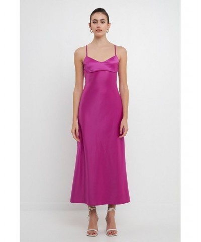 Women's Cut-out Detail Satin Maxi Dress Orchid $42.90 Dresses