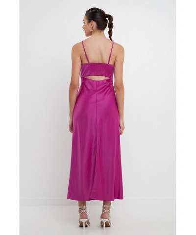 Women's Cut-out Detail Satin Maxi Dress Orchid $42.90 Dresses