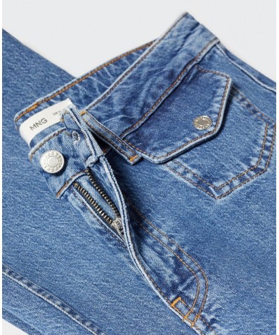 Women's Pocket Flared Jeans Medium Blue $43.99 Jeans