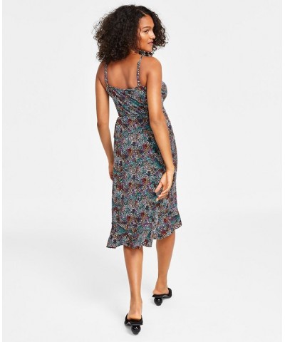 Petite Printed Faux-Wrap Sleeveless Midi Dress Texture Mirage $20.57 Dresses