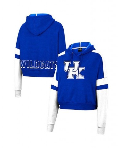 Women's Heather Royal Kentucky Wildcats Throwback Stripe Arch Logo Cropped Pullover Hoodie Heather Royal $30.00 Sweatshirts