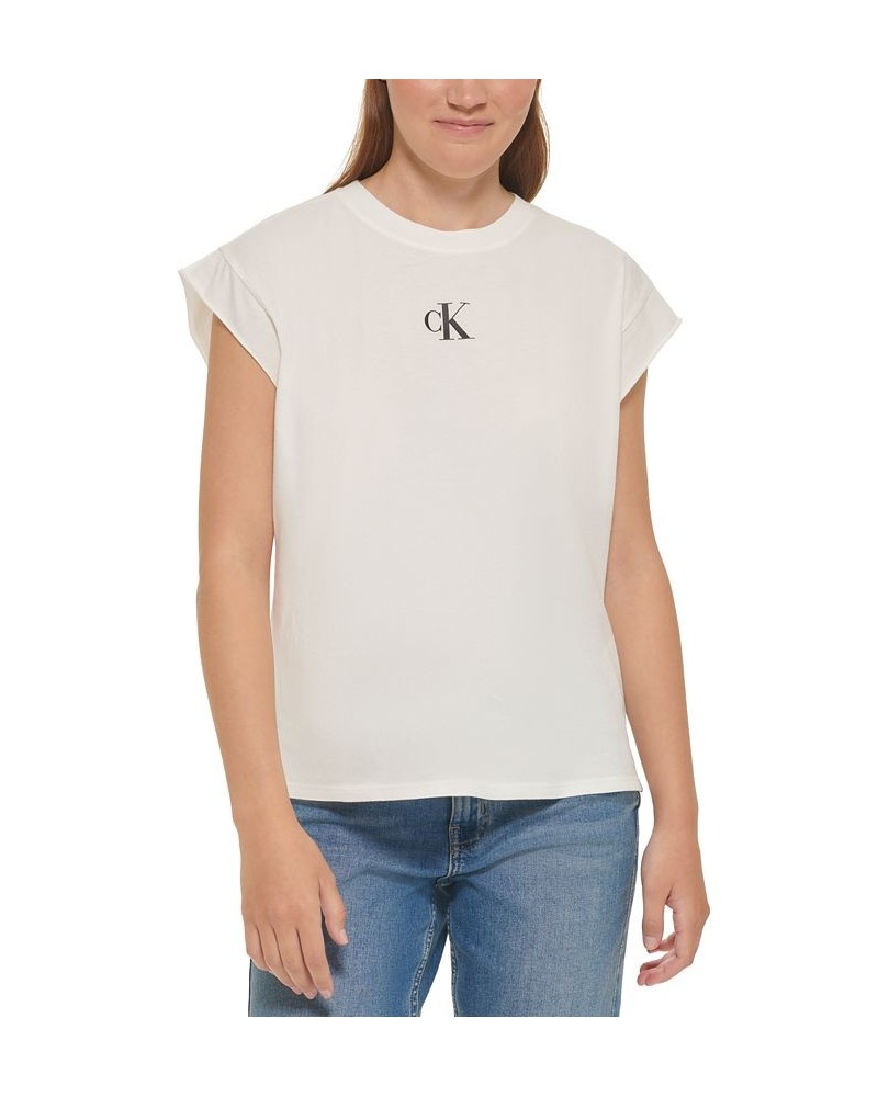 Women's Cotton Cap-Sleeve T-Shirt White $18.26 Tops