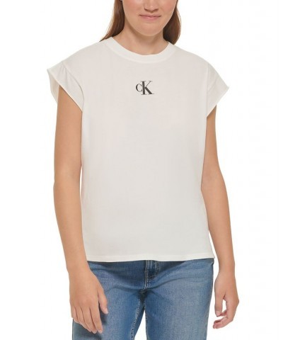 Women's Cotton Cap-Sleeve T-Shirt White $18.26 Tops