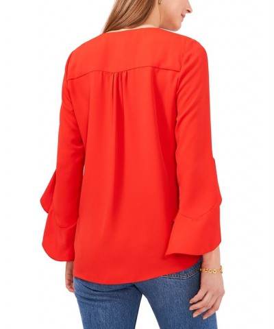 Women's Flutter-Sleeve Top Radient Red $50.49 Tops