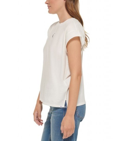 Women's Cotton Cap-Sleeve T-Shirt White $18.26 Tops