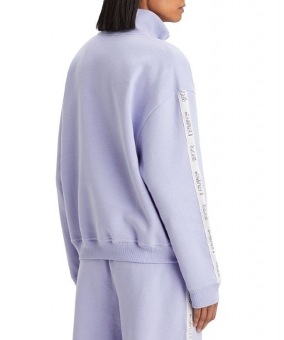 Women's Graphic Rue 1/4-Zip Long-Sleeve Top Blue $35.09 Tops