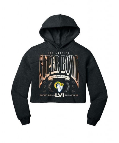 Women's Los Angeles Rams Super Bowl LVI Champions We Are The Champs Cropped Pullover Hoodie Charcoal $47.29 Sweatshirts