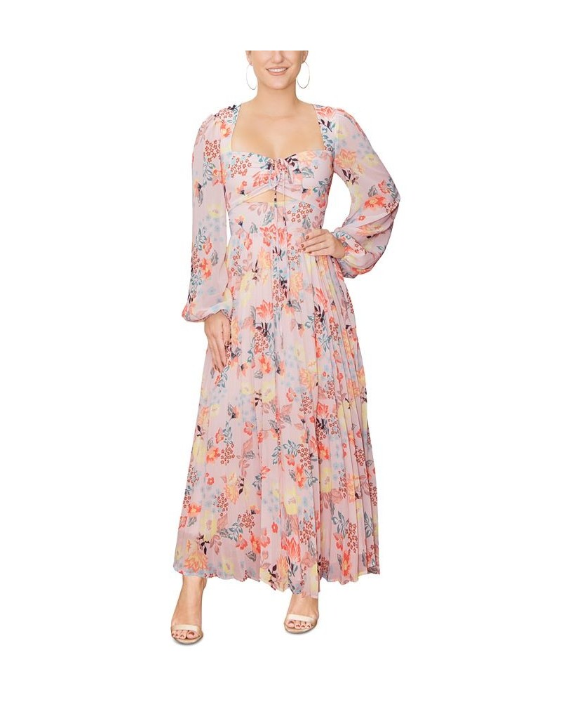 Women's Amira Long-Sleeve Pleated Midi Dress Blush Bloom $59.07 Dresses