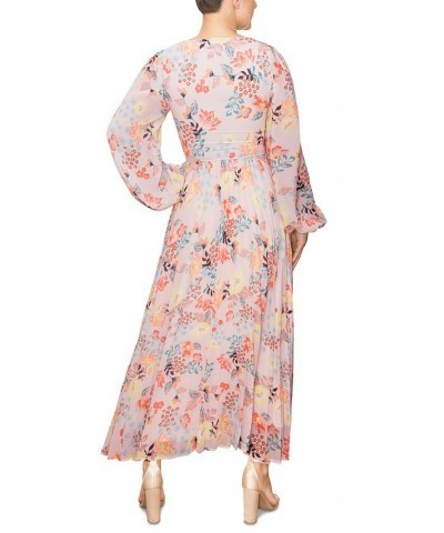 Women's Amira Long-Sleeve Pleated Midi Dress Blush Bloom $59.07 Dresses