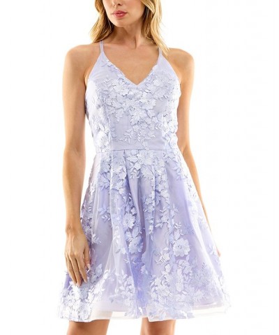 Juniors' Embroidered Fit & Flare Dress Lavender $40.05 Dresses