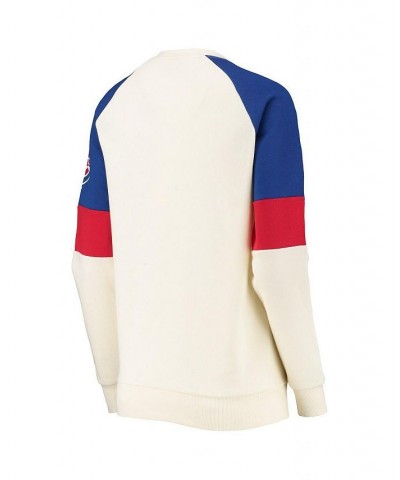 Women's Cream and Royal Chicago Cubs Playmaker Raglan Pullover Sweatshirt White $40.49 Sweatshirts