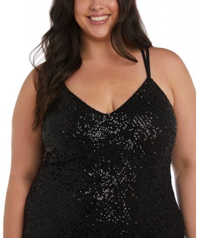 Trendy Plus Size Sequin Ruffled High-Low Gown Black $65.91 Dresses