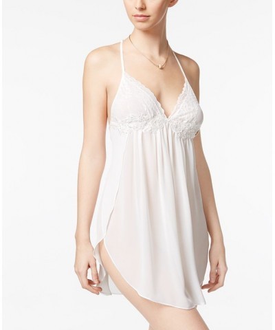 Juliet Lace-Trimmed Chiffon Chemise Lingerie Nightgown Ivory $15.18 Sleepwear