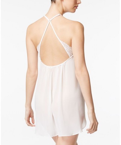 Juliet Lace-Trimmed Chiffon Chemise Lingerie Nightgown Ivory $15.18 Sleepwear