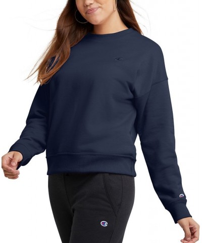 Women's Powerblend Fleece Crewneck Sweatshirt Blue $17.76 Sweatshirts