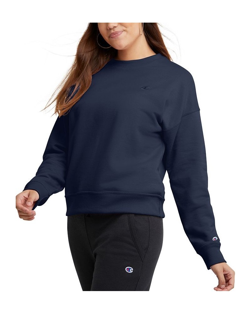 Women's Powerblend Fleece Crewneck Sweatshirt Blue $17.76 Sweatshirts