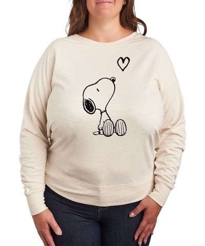 Trendy Plus Size Snoopy Long Sleeve Graphic Pullover Top Beige, Khaki $13.92 Tops