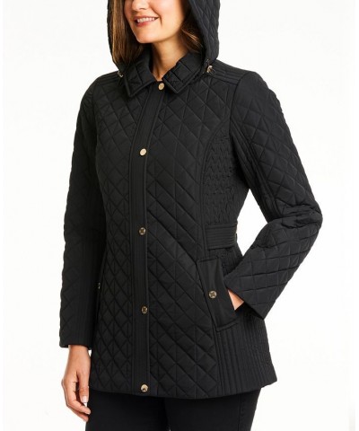 Women's Hooded Quilted Coat Black $67.50 Coats