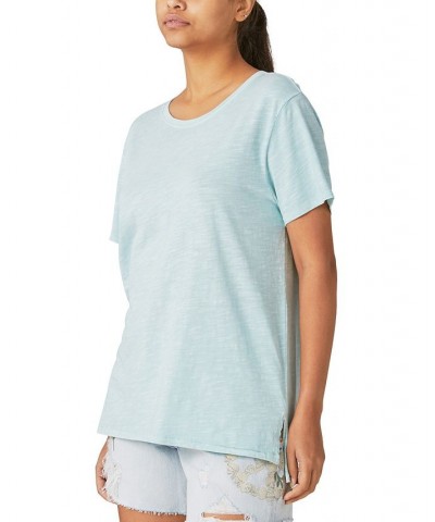 Women's Cotton Crewneck Short-Sleeve Tee Adriatic Blue $18.57 Tops