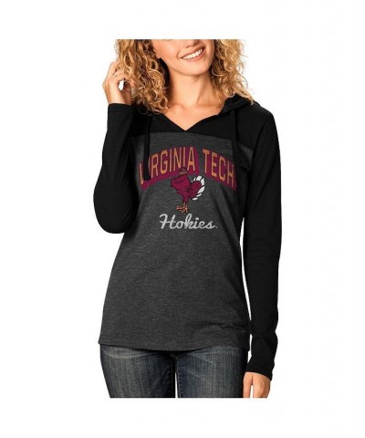 Women's Charcoal Virginia Tech Hokies Knockout Color Block Long Sleeve V-Neck Hoodie T-shirt Charcoal $29.76 Tops