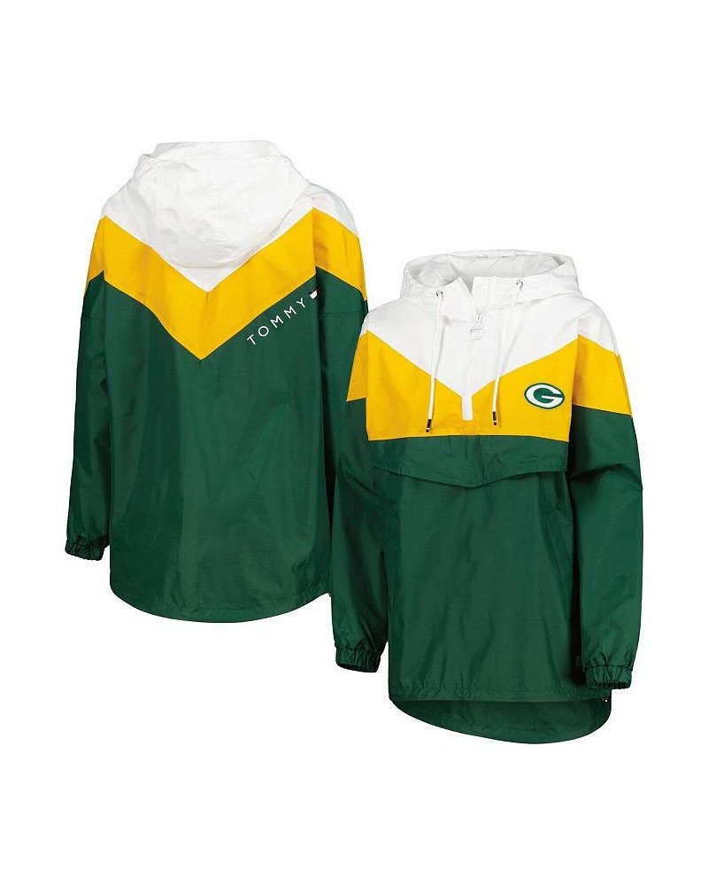 Women's White Gold Green Bay Packers Staci Half-Zip Hoodie Windbreaker Jacket White, Gold $61.60 Jackets