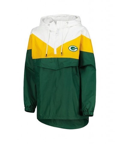 Women's White Gold Green Bay Packers Staci Half-Zip Hoodie Windbreaker Jacket White, Gold $61.60 Jackets