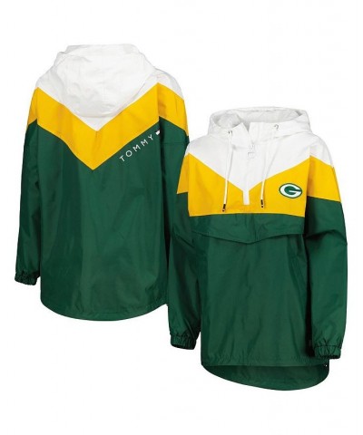 Women's White Gold Green Bay Packers Staci Half-Zip Hoodie Windbreaker Jacket White, Gold $61.60 Jackets