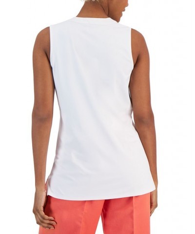 Women's Sleeveless Split-Neck Tunic White $42.72 Tops