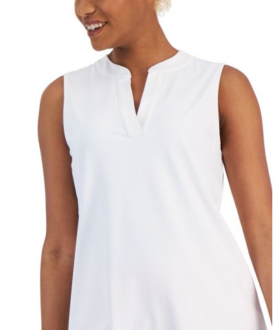 Women's Sleeveless Split-Neck Tunic White $42.72 Tops