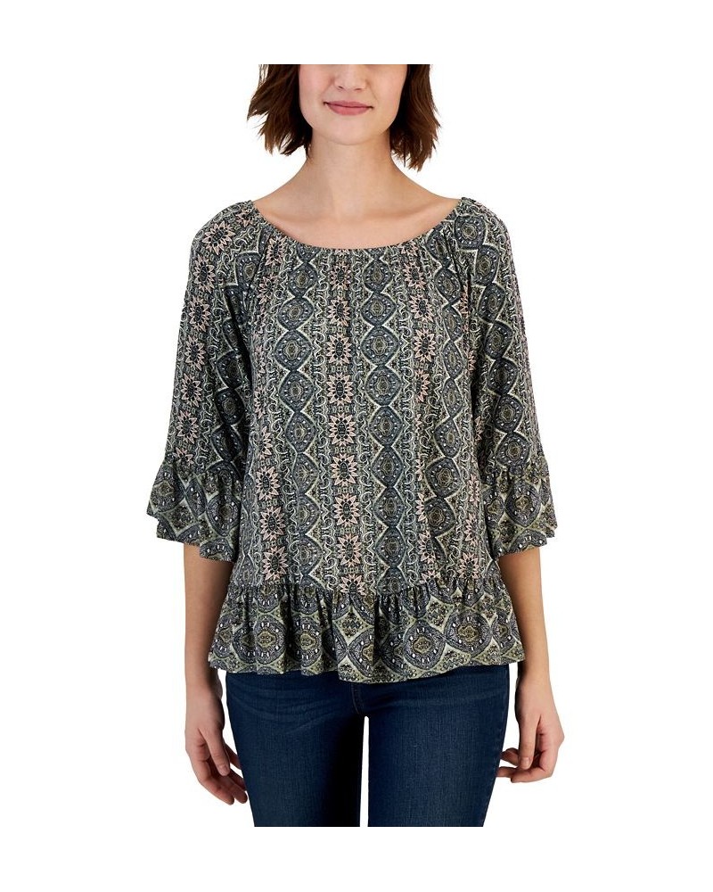 Women's Printed On Off Knit Top Green $12.20 Tops