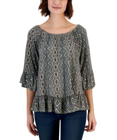 Women's Printed On Off Knit Top Green $12.20 Tops