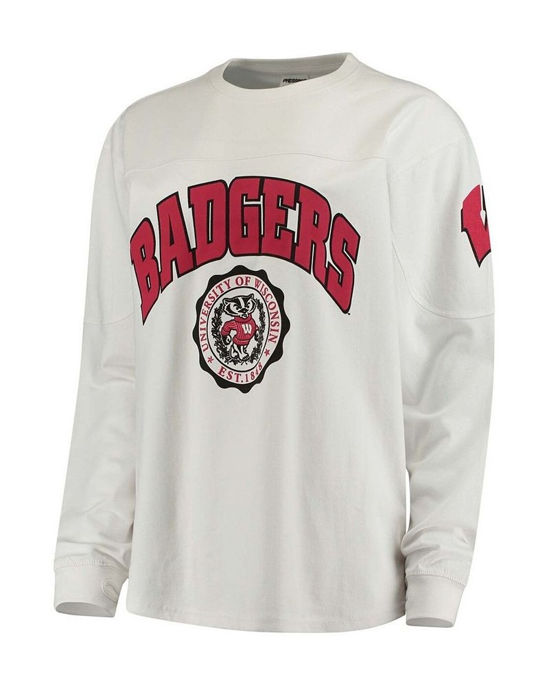 Women's White Wisconsin Badgers Edith Long Sleeve T-shirt White $28.20 Tops