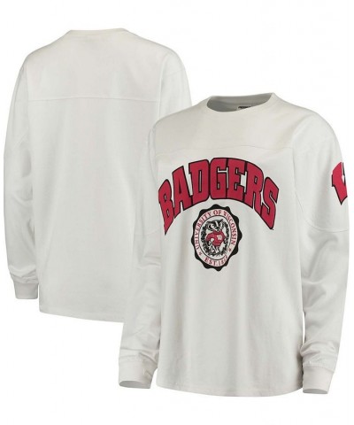 Women's White Wisconsin Badgers Edith Long Sleeve T-shirt White $28.20 Tops