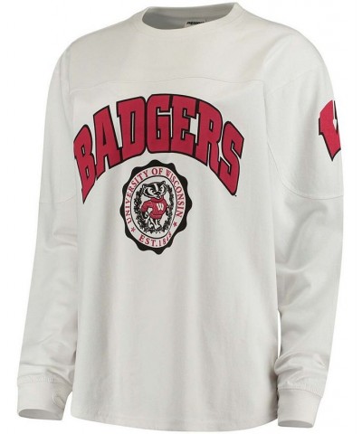 Women's White Wisconsin Badgers Edith Long Sleeve T-shirt White $28.20 Tops