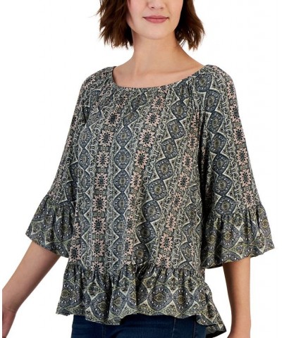 Women's Printed On Off Knit Top Green $12.20 Tops