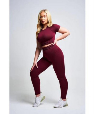 Women's Vora Panel Recycled Seamless Crop Top - Burgundy Red $23.76 Tops