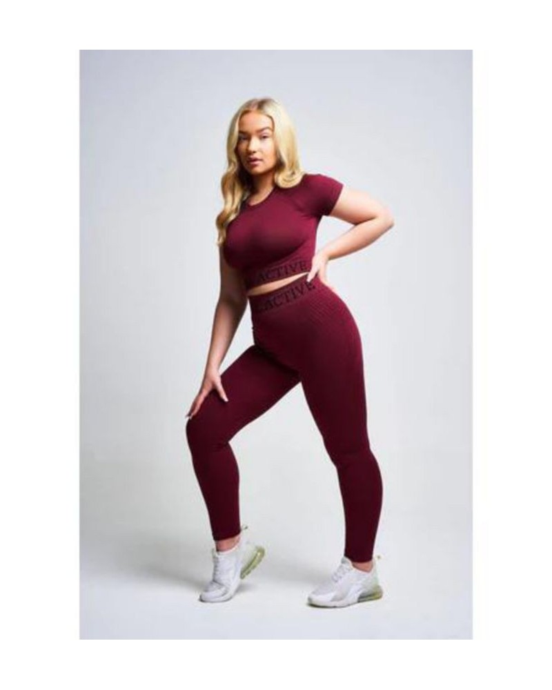 Women's Vora Panel Recycled Seamless Crop Top - Burgundy Red $23.76 Tops