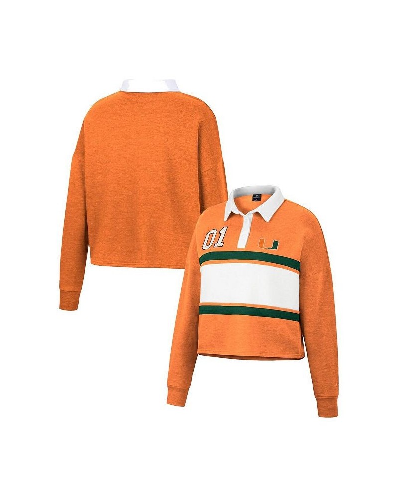 Women's Orange Miami Hurricanes I Love My Job Rugby Long Sleeve Shirt Orange $32.39 Tops