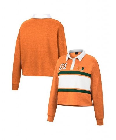 Women's Orange Miami Hurricanes I Love My Job Rugby Long Sleeve Shirt Orange $32.39 Tops