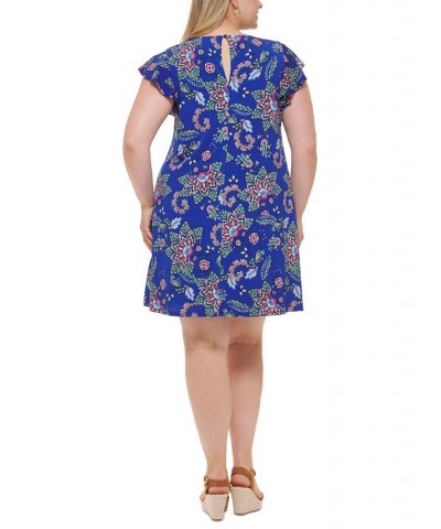 Plus Size Paisley-Print Flutter-Sleeve Dress Royal $33.79 Dresses