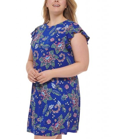 Plus Size Paisley-Print Flutter-Sleeve Dress Royal $33.79 Dresses