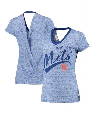 Women's Royal New York Mets Hail Mary V-Neck Back Wrap T-shirt Royal $25.99 Tops