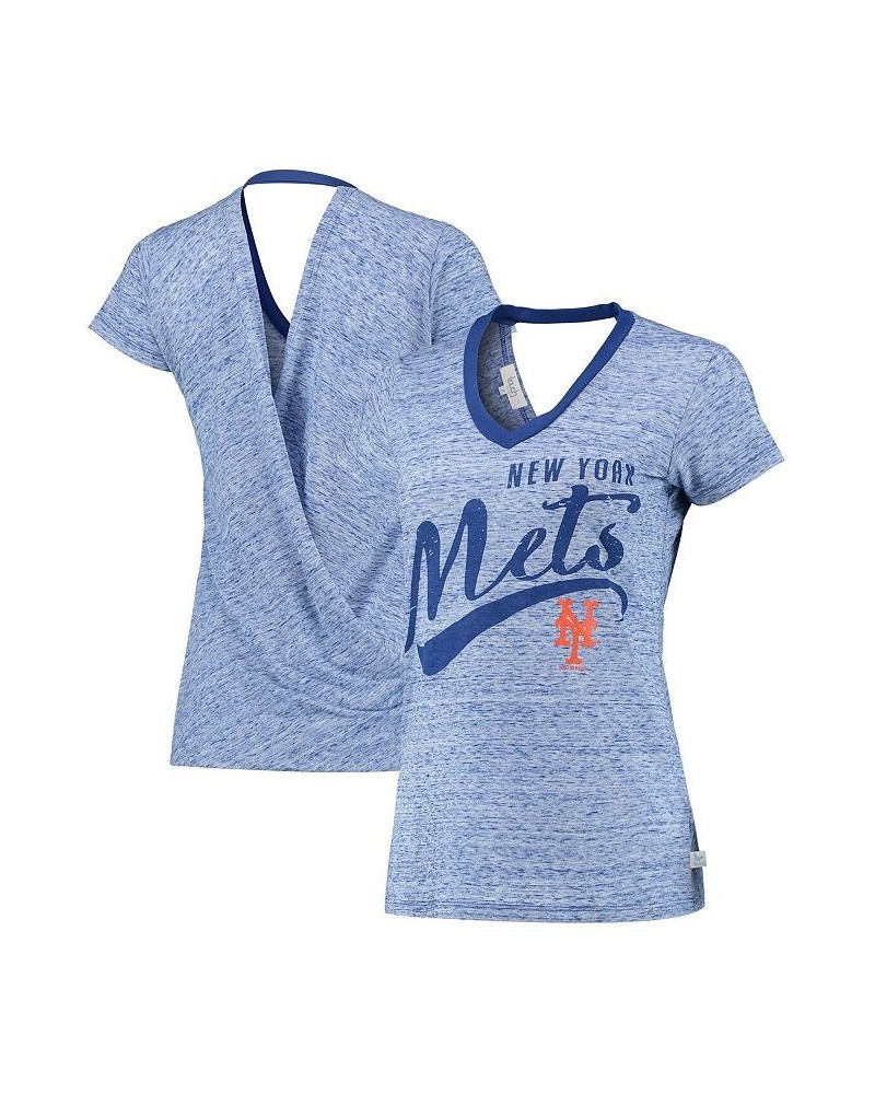 Women's Royal New York Mets Hail Mary V-Neck Back Wrap T-shirt Royal $25.99 Tops