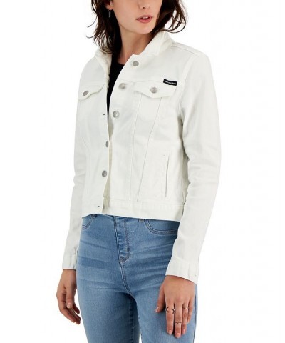 Women's Denim Trucker Jacket & Sleeveless Ribbed Midi Dress White $27.92 Outfits