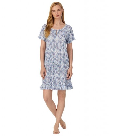 Ralph Lauren Women's Cap Sleeve Short Ruffle Gown White Floral $19.94 Sleepwear