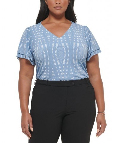 Plus Size Printed Tiered-Short-Sleeve Top Dusk Multi $25.95 Tops